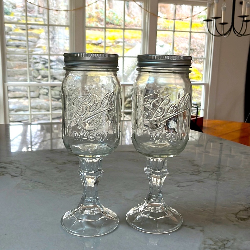 New Mason Jar Wine Glasses